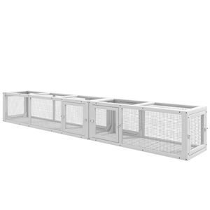 Tunnel per Gatti in Legno Bianco a 8 Porte per Esercizio all'Aperto, Design Combinabile - Product Image 1