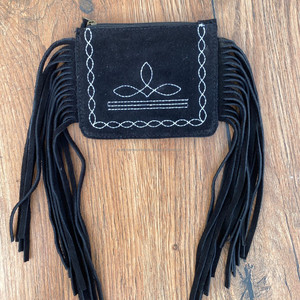 Multifunctional Boot Stitch Suede Leather Fringe Coin Purse for Women's Western Genuine Leather Credit Card Holder Zipper <b>Pouch</b> - Product Image 2