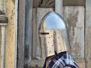 CHk Templar Helmet Crusader Armor Knight Headwear Great Helm Metal Embossing Handmade Art Collectible <b>Gift</b> Halloween Him - Product Image 5