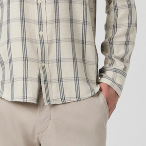 Casual Wear Men T Shirt With Turn <b>Down</b> Collar Comfortable & Relaxed Fit And Full Sleeve Checked Design With Logo For Bulk Buyers - Product Image 4