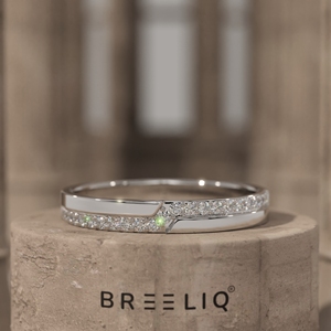BREELIQ 14K Solid Gold Lab Grown Diamond Curved Pave Ring Modern Wave Diamond Band Minimal Stackable <b>Wedding</b> Jewelry - Product Image 4