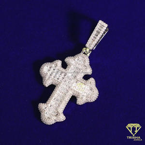 Fashion Hip Hop Cross Pendant Necklace with VVS Moissanite Diamonds and 925 Sterling Silver - Product Image 5
