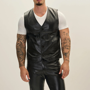 Private Label New Design Men Leather <b>Vest</b> Hot Selling Bulk Quantity Comfortable Fit Men Leather <b>Vest</b> - Product Image 1