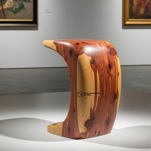 Table d'appoint ronde moderne en bois – Tabouret d'appoint en bois massif torsadé pour la décoration du salon - Product Image 6