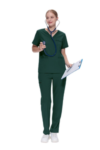 ชุดยูนิฟอร์มแพทย์และพยาบาลคุณภาพพรีเมียม สวมใส่สบาย ชุดสครับสำหรับโรงพยาบาลพร้อมกางเกงเอวยางยืดและเสื้อ - Product Image 5