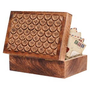 Caja de cuentas de oración de bambú artesanal con tapa tallada, venta al por mayor, India - Product Image 1