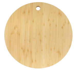 Planche à découper ronde en bambou avec rainure pour jus et coupelle à sauce, planche de service en bambou naturel multi-usages, fabriquée au Vietnam - Product Image 2