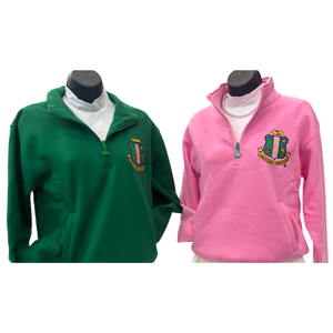 Sorority Inc Pull d'hiver à col zippé pour femme, en polaire, brodé de lettres grecques, écologique, décontracté, sportif, haute qualité - Product Image 2
