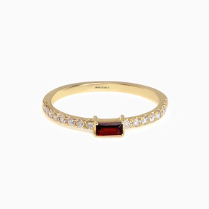 Luxury Red Emerald Cut Gemstone <b>Ring</b> for Women Diamond Accent Band 10K 14K 18K Gold & 925 <b>Silver</b> 935 <b>Silver</b> Fine Jewelry - Product Image 4