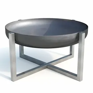 Modern Round Steel Wood Burning <b>Fire</b> <b>Pit</b> <b>with</b> Cross Base Freestanding Outdoor <b>Fire</b> Bowl for Patio Garden and Backyard - Product Image 3