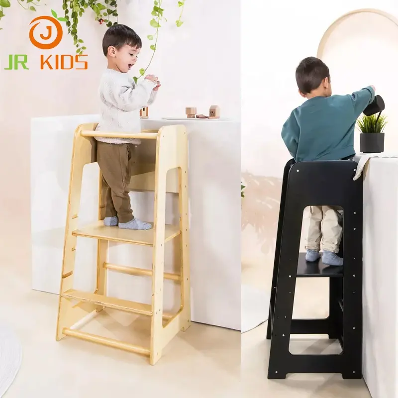 Bambini in legno Multi-uso regolabile Aiuti in cucina Montessori sgabello pieghevole pieghevole torre di apprendimento per il bambino