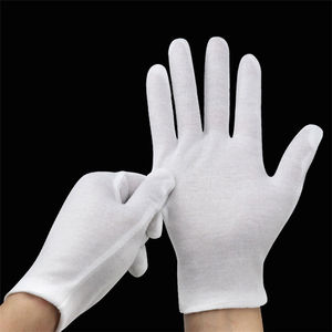 Gants de nettoyage de bijoux en coton blanc texturé, taille M, avec logo personnalisé imprimé directement en usine, référence CS004, fabriqués en Chine - Product Image 3