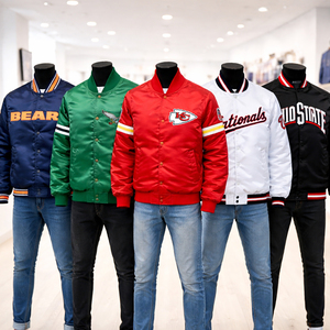 Veste en satin de style Letterman pour homme, best-seller |   Veste de baseball en satin de soie 100% haute qualité avec broderie personnalisée - Product Image 1