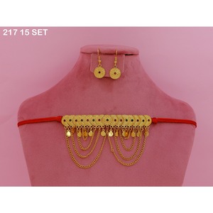 Gold Plated Brass Islamic Religious Jewelry Set for Women-Classic Stylish Design Engagement <b>Wedding</b> Eid Imitation Jewelry Sets - Product Image 3