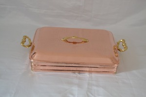 Olla de Cobre Rectangular con Tapa, Asas de Aleación de Zinc, Utensilios de Cocina Metálicos Duraderos, Diseño Vintage - Product Image 1