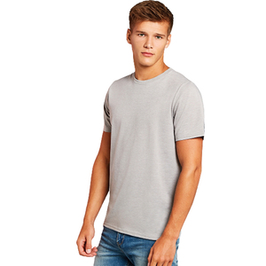 T-shirt en coton gris uni pour homme, coupe classique, col rond, manches courtes, style décontracté, jersey tricoté, teinture unie - Product Image 5