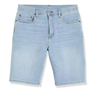Shorts en jean décontractés pour homme, coupe ample, bleu foncé, en coton délavé, taille mi-haute, mode estivale - Product Image 1