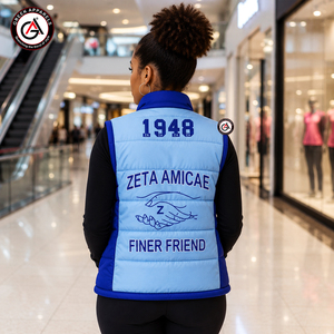 Gilet matelassé léger et confortable, brodé, imperméable, coupe-vent et respirant, pour unisexe, Sorority Zeta - Product Image 2