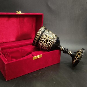 Handmade Vintage Metal <b>Goblet</b> With Gold Embossed Floral Design Bell Shape <b>Wine</b> Cup For Presents - Product Image 5