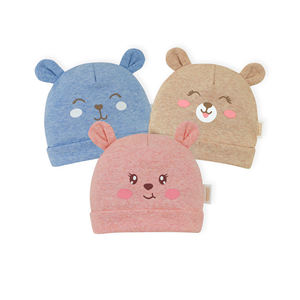 Gorro Unisex de Estilo Casual, 100% Algodón, Suave y Cómodo, para Bebés Recién Nacidos, ALB17 - Juego de 3 Piezas con Orejas (4 Estaciones) - Product Image 3