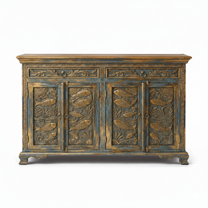 Hot Sale Vintage Style Handcrafted Solid Wood Fish Motif <b>Sideboard</b> with Multicolor for Interiors Use Available at Good Price - Product Image 1
