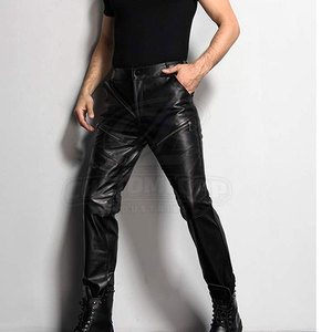 High Quality Casual Wear <b>Men</b> <b>Leather</b> <b>Pants</b> Solid Color Top Selling Streetwear Straight Mid Rise in Reasonable Price - Product Image 4