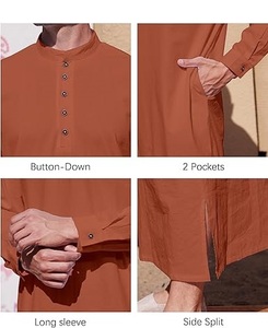 New Arrival Muslim <b>Men</b> Long Sleeve Clothing <b>Thobe</b> High Quality Soft Polyester <b>Thobe</b> Saudi Arab Collar <b>Men</b> Jubba <b>Thobe</b> Private - Product Image 2