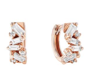 Pendientes de Aro Abiertos de Oro Sólido de 18K con Diamantes, Diseño de Lujo, Joyería Fina para Mujer, Elegante Regalo de Aniversario para Ella - Product Image 4