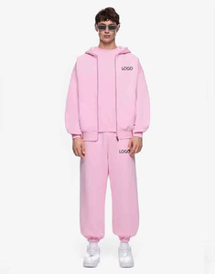 Survêtement d'hiver rose bébé tendance, imprimé, surdimensionné, avec logo personnalisé, élégant et confortable, vêtements de sport unisexes - Product Image 1