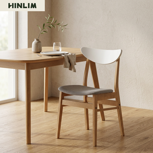 Scandinavian Solid Wood <b>Dining</b> <b>Chair</b> with Upholstered Fabric Seat Modern <b>White</b> Backrest Home Furniture - Product Image 2