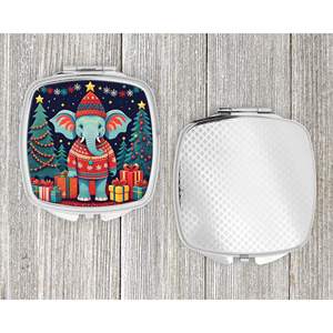 Miroir de maquillage de voyage compact pour femmes et filles Elephant Elegant Christmas Decorative Folding Handheld Pocket Size Gift - Product Image 4