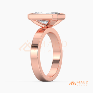 14K Rose <b>Gold</b> Emerald Cut Moissanite <b>Ring</b> Bezel <b>Set</b> Engagement <b>Ring</b> Luxury Bridal Jewelry Gift For Women USA - Product Image 6
