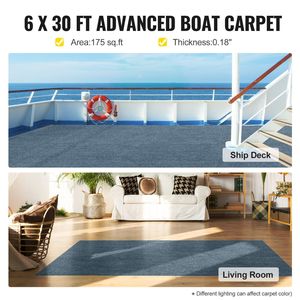 Tappeto Antiscivolo Grigio Marino 6 ft X 29.5 ft in TPR per Interni/Esterni, Impermeabile, per Barche, Patio, Terrazza con Materiale in Gomma - Product Image 2