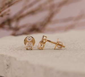 Round & Cushion Shape 0.4ct 0.5ct 1ct 2ct 2.80ct 4ct Lab Grown Diamond 10k 14k 18k Gold & PLT950 Drop <b>Fine</b> <b>Earrings</b> for Women - Product Image 3