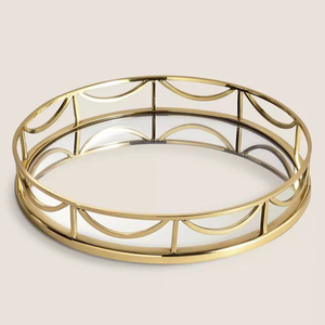 Stylish Metal And <b>Mirror</b> Tray For Kitchen And Dining Serving With Reflective Surface And Long Lasting Frame Material - Product Image 1