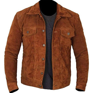 Men'sTop Quality Premium Leather Trucker Jacket Suede Leather Premium Soft Touch Fully <b>Lined</b> Black Suede <b>Jeans</b> Style Jacket - Product Image 1