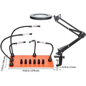 Estación de Soldadura Magnética con Tercera Mano 2 en 1, Lámpara Lupa LED 3X, 5 Brazos Flexibles, 6 PCB para Soldadura Digital PLC - Product Image 5