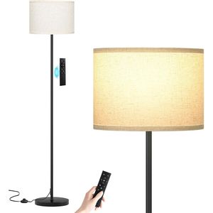 Lampada da Terra Moderna Beige da 60 Pollici con Telecomando per Soggiorno, Camera da Letto, Ufficio e Sala da Pranzo, Palo Nero Incluso - Product Image 1