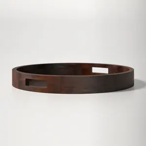 ถาดเสิร์ฟขนมปังไม้สไตล์บ้านไร่ ถาดโชว์ไม้ดีไซน์เนอร์สำหรับร้านค้าปลีก ถาดไม้เนื้อแข็งตกแต่งกลางโต๊ะ ปลอดภัย - Product Image 3