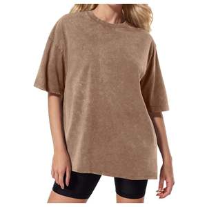 Custom OEM Logo Brand 240 GSM 100% Cotton <b>Drop</b> Shoulder Oversized <b>Acid</b> Washed Women's T-Shirt Premium Quality Streetwear Fashion - Product Image 2