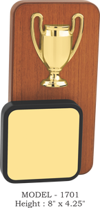 Wooden <b>Trophy</b> With Gold Cup And Engraving Plate Model 1701 For Sports Awards - Product Image 6