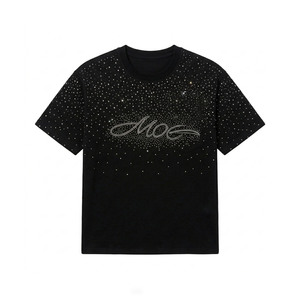 เสื้อยืดผู้ชายคุณภาพสูงทรงหลวมประดับเพชรแบบกระจาย ดีไซน์พิเศษ ขนาดใหญ่พิเศษ ผ้าฝ้าย สตรีทแวร์ รับผลิตตามสั่ง ขายส่ง - Product Image 3