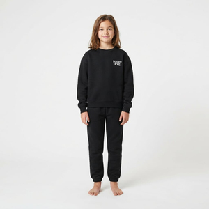 Conjunto Deportivo de Algodón Negro a la Moda para Niños, Sudadera de Cuello Redondo, Pantalones Jogger, Ropa Casual, Proveedor de Ropa Urbana - Product Image 5