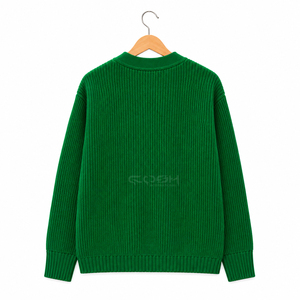 เสื้อคาร์ดิแกนคอวีถักลายโลโก้ Cosh International สำหรับกลุ่มพี่น้องนักเรียนหญิง แขนยาว สีเขียวล้วน สไตล์ลำลอง ความยาวเต็มตัว - Product Image 4