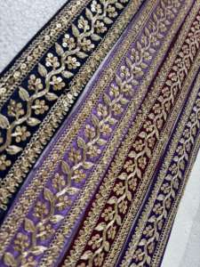 Encaje Floral Bordado Multicolor Ecológico Brillante de 1.75 Pulgadas de Ancho, Adorno de Flores para Saree, Estilo Sabyasachi, Vestido de Novia Vintage - Product Image 2