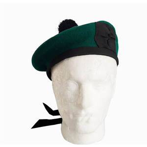 Gorro Balmoral Verde y Negro Liso con Pompón, Gorro de Lana Balmoral, Sombrero Tradicional de Piper, Sombrero Escocés al por Mayor - Product Image 3