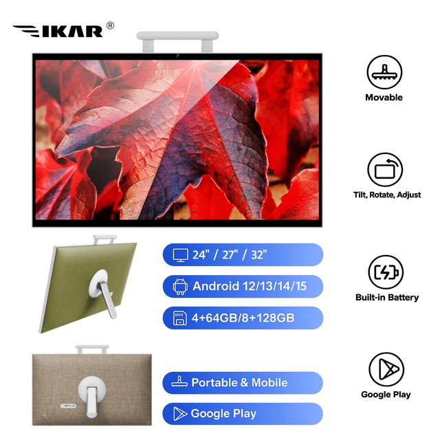 32-Inch 4K FHD LCD Wireless Touch Screen Monitor Android 13 4+64GB, 8+128GB Portable Digital Signage Display for Hospitals