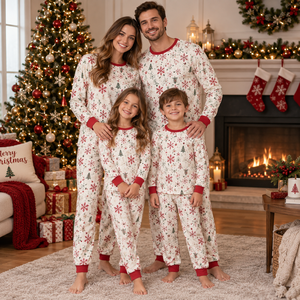 <b>Family</b> Christmas <b>Matching</b> Pyjamas Homewear Set Long Pants Sleepwear Front Logo Customizable Cotton High Quality - Product Image 1