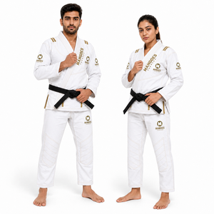 Kimono de BJJ Premium Mangoes Fashion en Coton Blanc Tissage Doré Prêt pour les Compétitions Uniforme Athlétique Adulte Unisexe Coupe Classique - Product Image 4