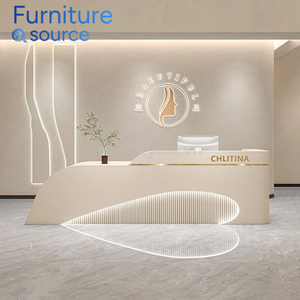 Elegante Escritorio de recepción de melamina MDF del fabricante de confianza Solución de almacenamiento de entrada de oficina corporativa duradera Hecho en Vietnam - Product Image 2